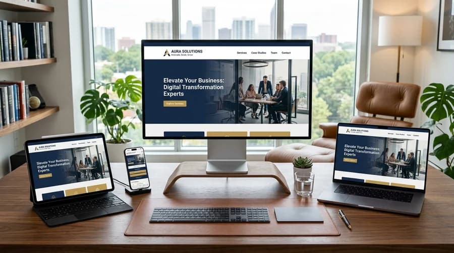 Responsive website design visual representation for Website Development for Plumbers