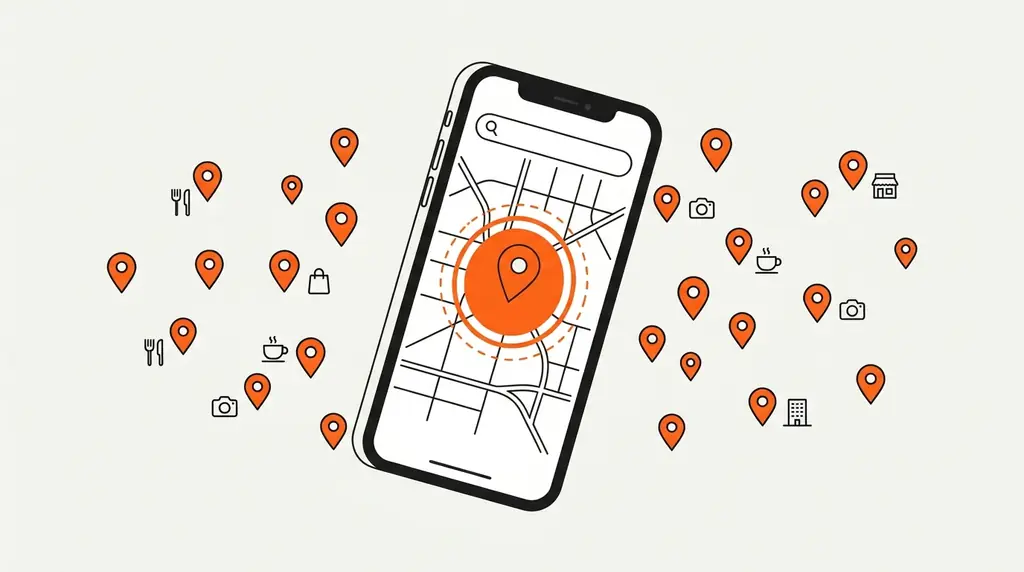 Phone showing a 'near me' Google Maps search surfacing Ealing businesses